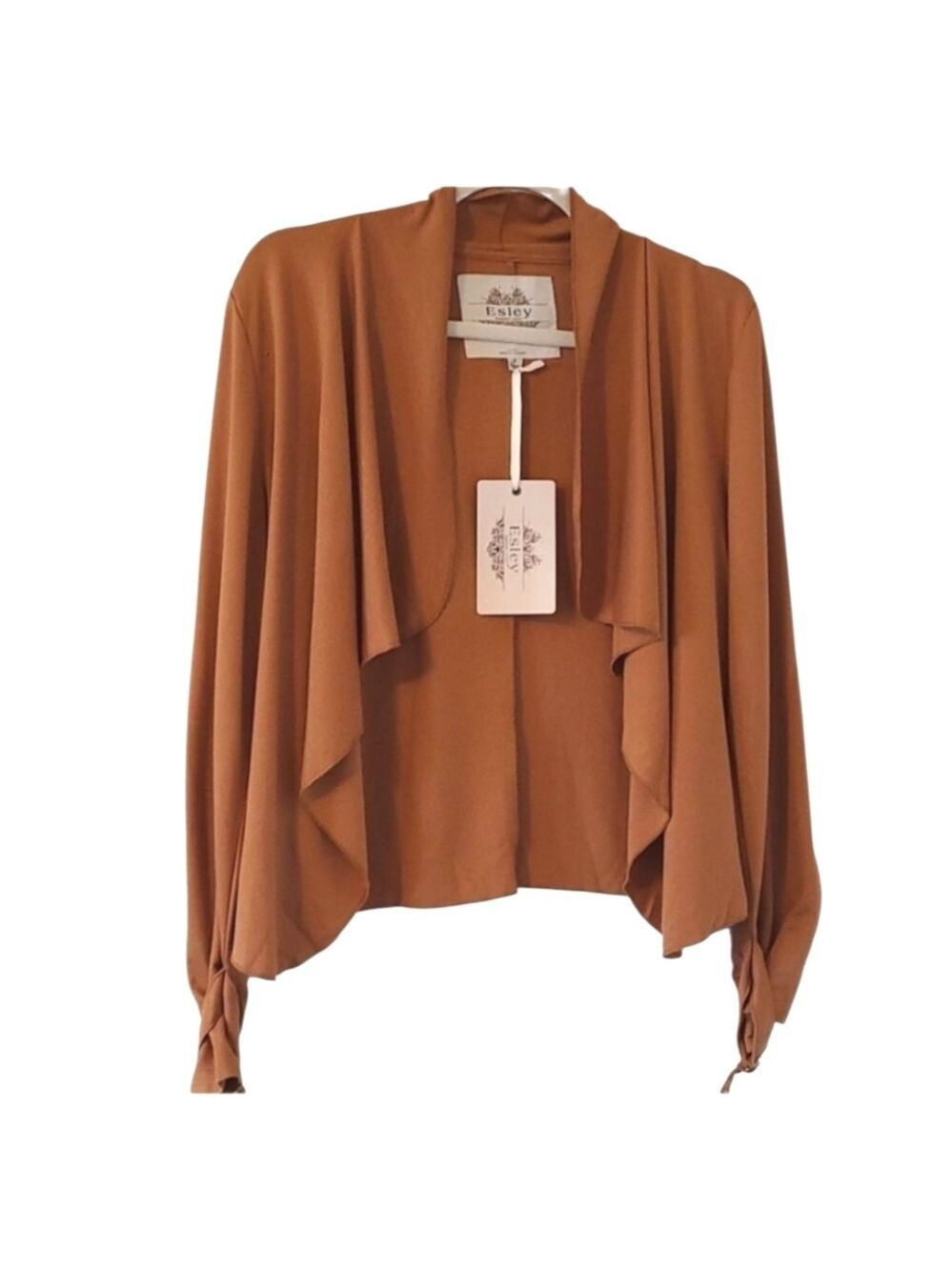 ESLEY Flowy Front opening Camel brown blazer Jacket Size Small NWT